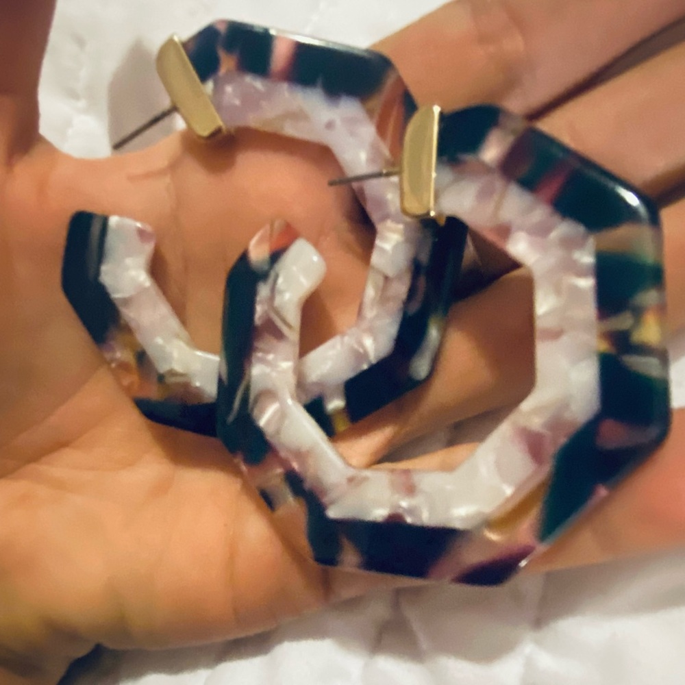 Multicolor Geometric Acrylic Hoop Earrings